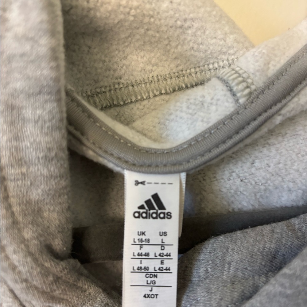 adidas Gray Pullover Hoodie with White Logo - Picture 3 of 3